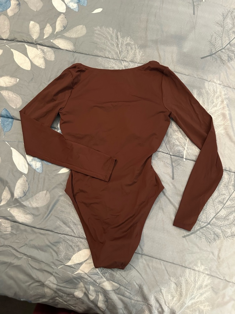 NWTS Cupshe Brown Long-Sleeve One-Piece Swimsuit with Front Ring Cutout Sz M - Picture 6 of 8